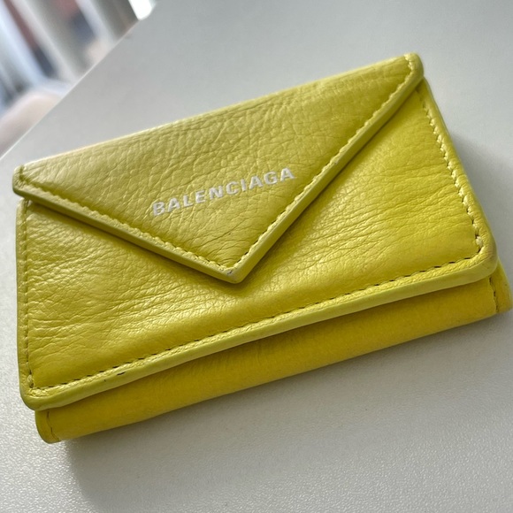 BALENCIAGA Paper Mini Trifold Wallet Purse Leather Made In Italy - Picture 13 of 17